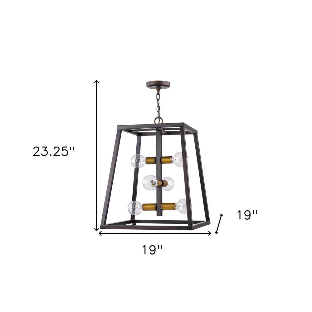 Tiberton 6-Light Oil-Rubbed Bronze Foyer Pendant With Antique Brass Sockets on a white background