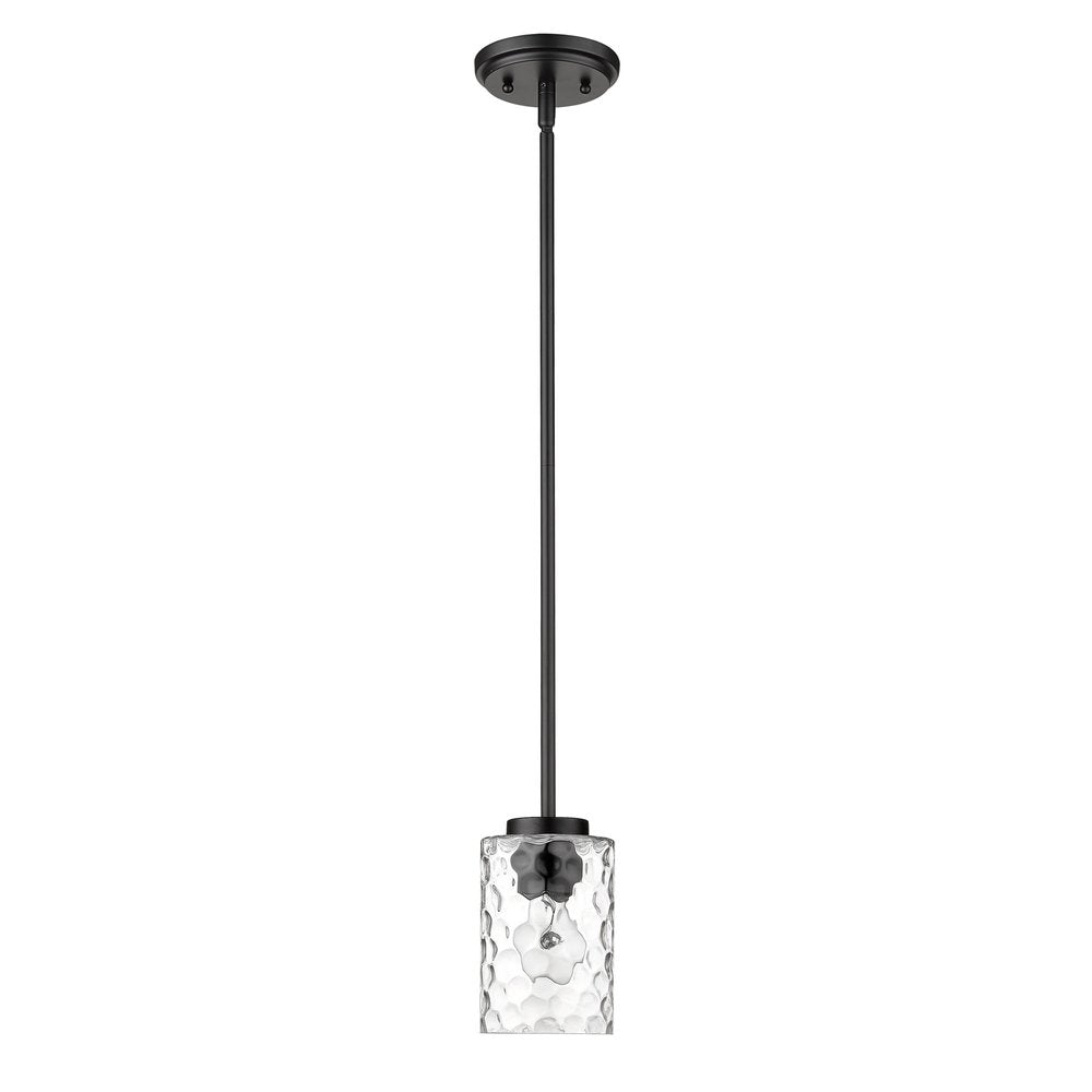 Black Metal and Glass Mini Pendant Hanging Light on a white background