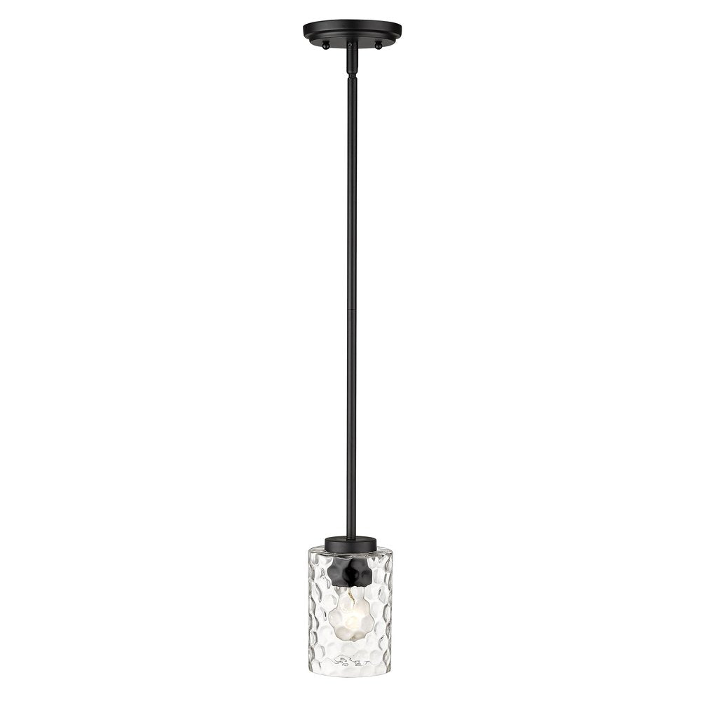 Black Metal and Glass Mini Pendant Hanging Light on a white background