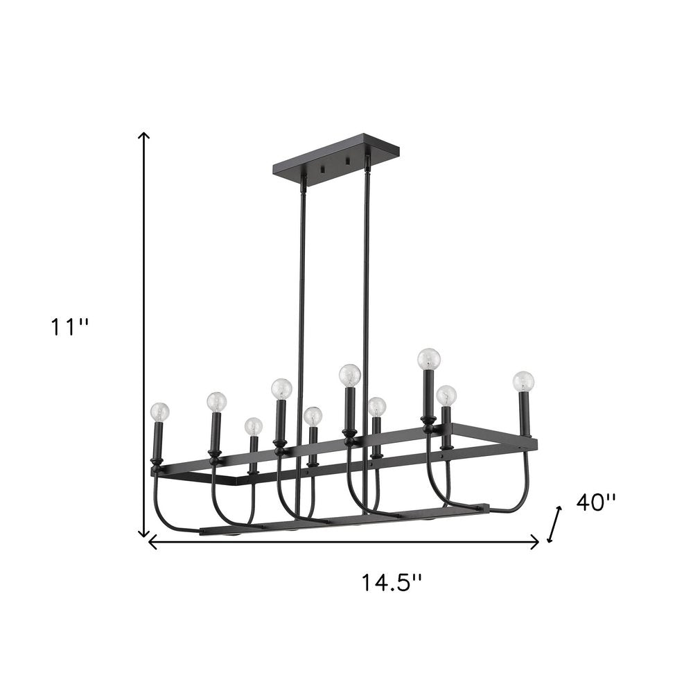 Beckett 10-Light Matte Black Island Pendant on a white background