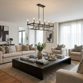 Beckett 10-Light Matte Black Island Pendant in a home interior
