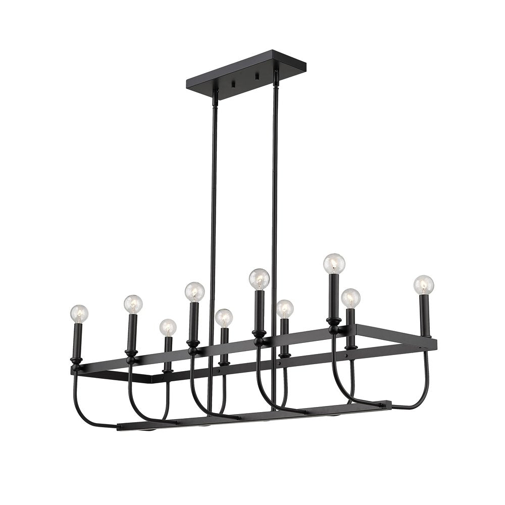 Beckett 10-Light Matte Black Island Pendant on a white background