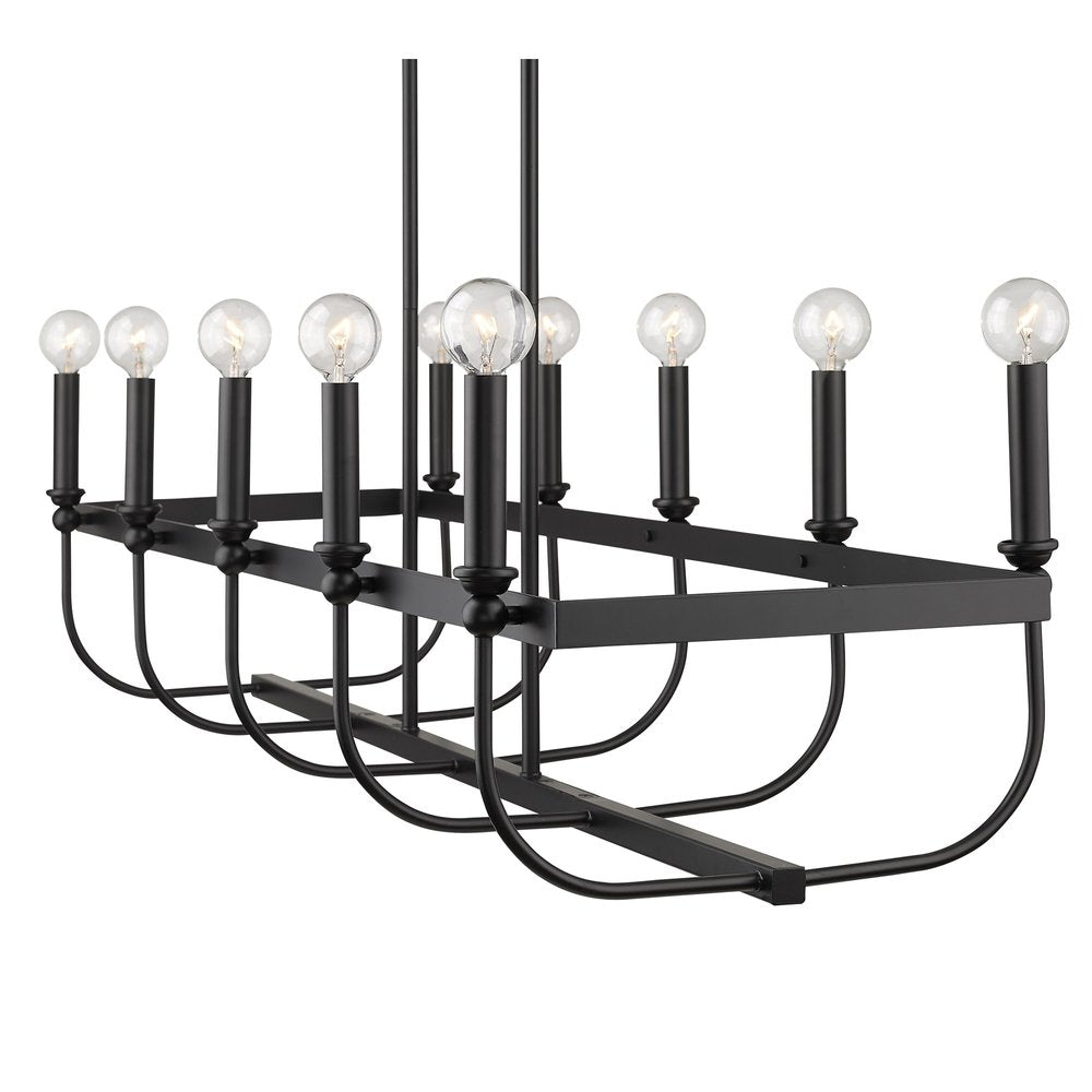 Beckett 10-Light Matte Black Island Pendant on a white background