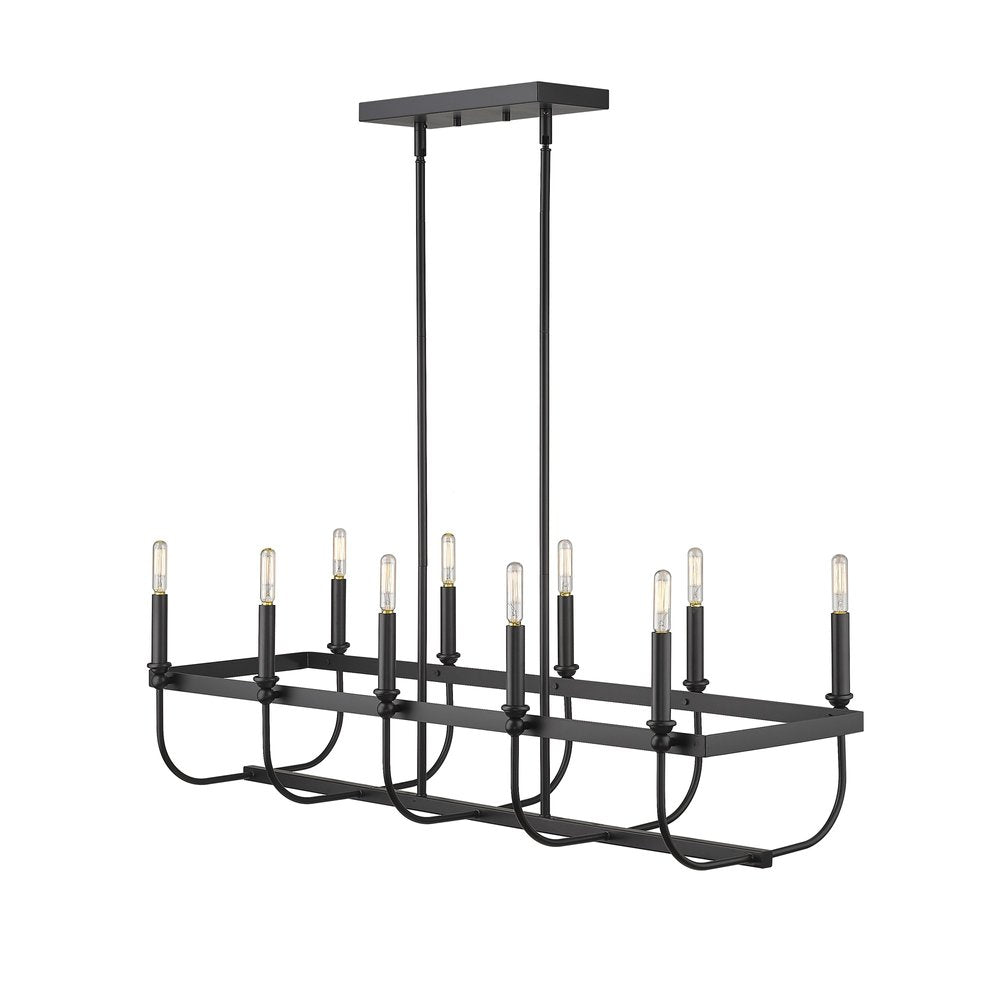 Beckett 10-Light Matte Black Island Pendant on a white background