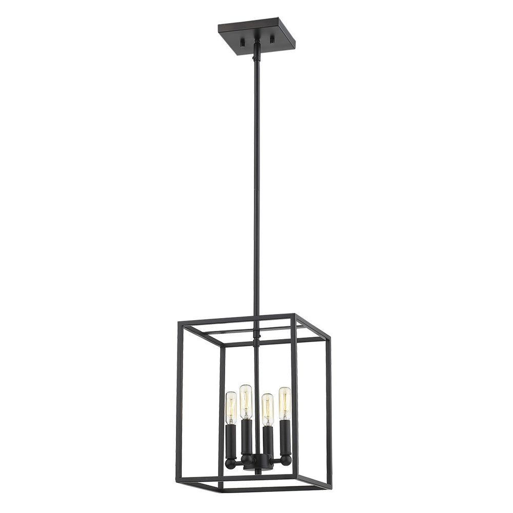 Black Metal Four Light Dimmable Ceiling Light on a white background