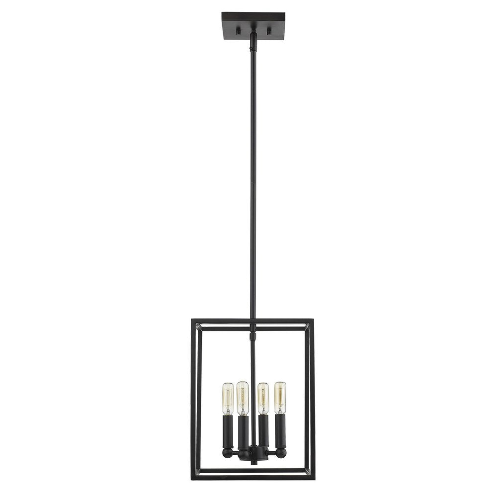 Black Metal Four Light Dimmable Ceiling Light on a white background