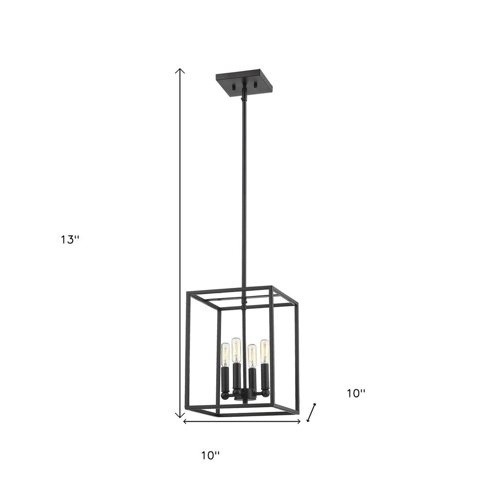 Black Metal Four Light Dimmable Ceiling Light on a white background