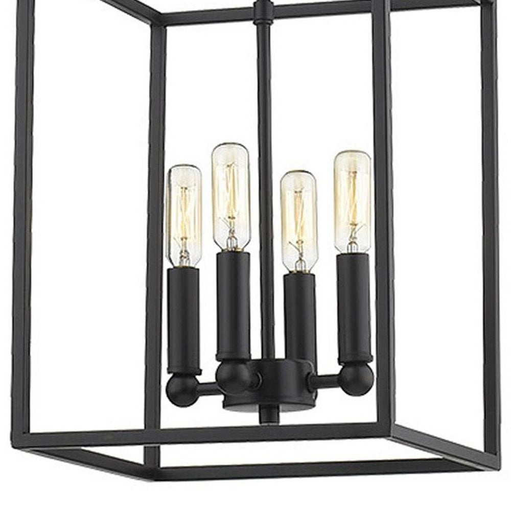 Black Metal Four Light Dimmable Ceiling Light on a white background
