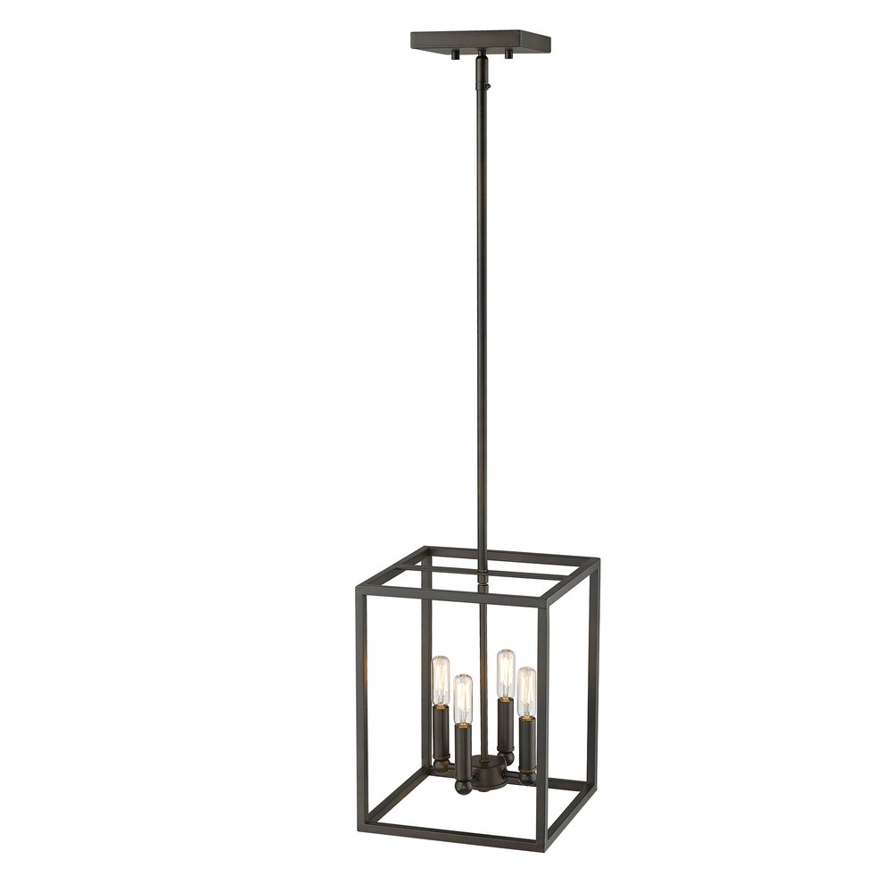 Black Metal Four Light Dimmable Ceiling Light on a white background