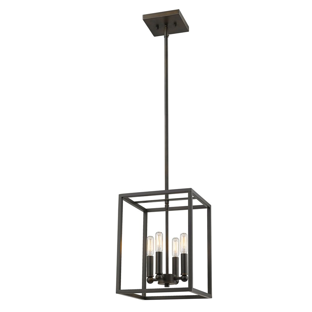 Black Metal Four Light Dimmable Ceiling Light on a white background