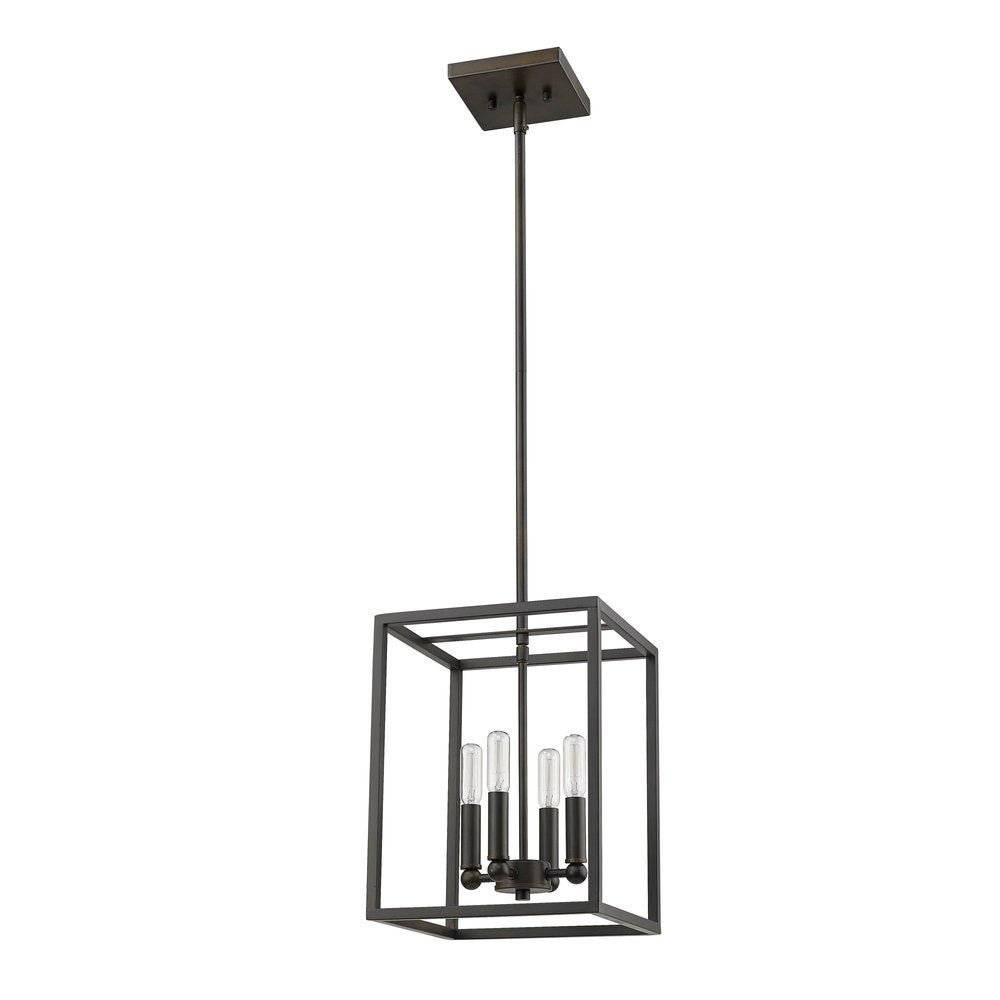 Black Metal Four Light Dimmable Ceiling Light on a white background