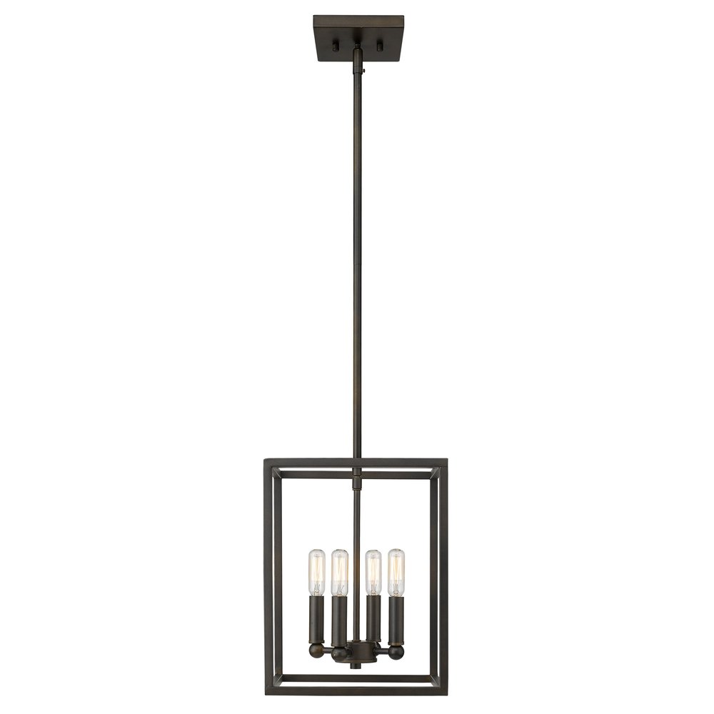 Black Metal Four Light Dimmable Ceiling Light on a white background