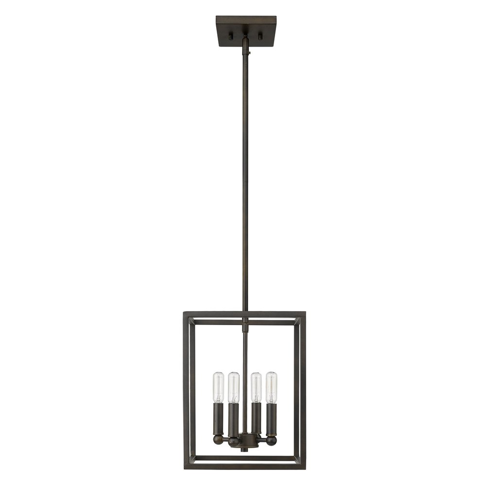 Black Metal Four Light Dimmable Ceiling Light on a white background