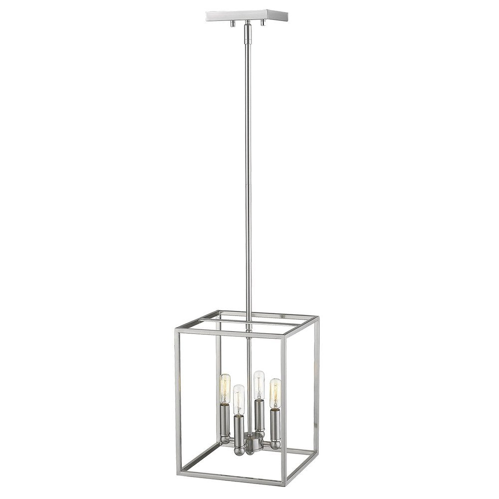 Silver Metal Four Light Dimmable Ceiling Light - 13.00" H x 10.00" W x 10.00" D