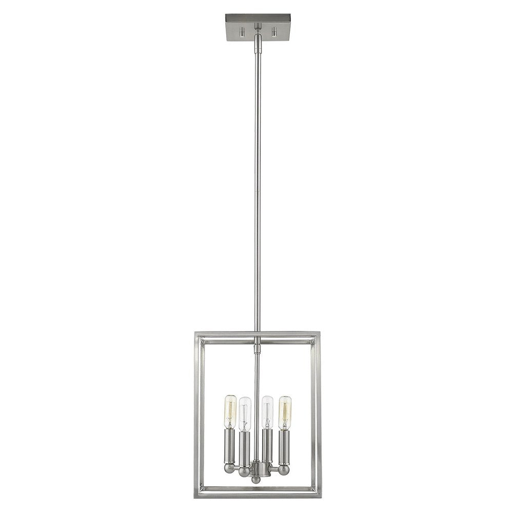Silver Metal Four Light Dimmable Ceiling Light - 13.00" H x 10.00" W x 10.00" D