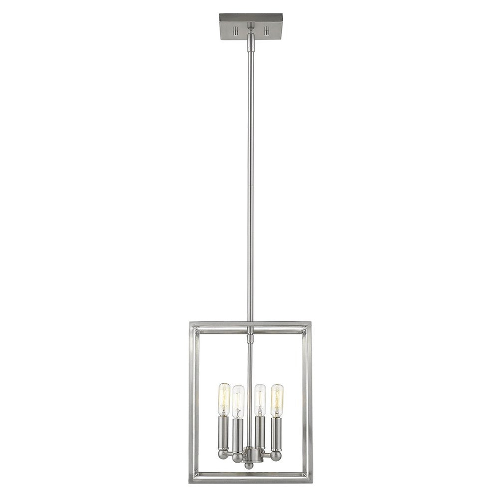 Silver Metal Four Light Dimmable Ceiling Light - 13.00" H x 10.00" W x 10.00" D