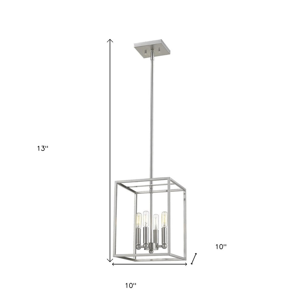 Silver Metal Four Light Dimmable Ceiling Light - 13.00" H x 10.00" W x 10.00" D