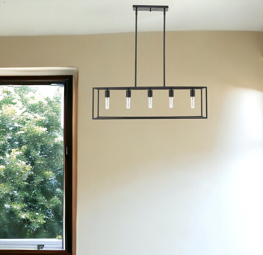 Black Metal Five Light Dimmable Ceiling Light close-up detail