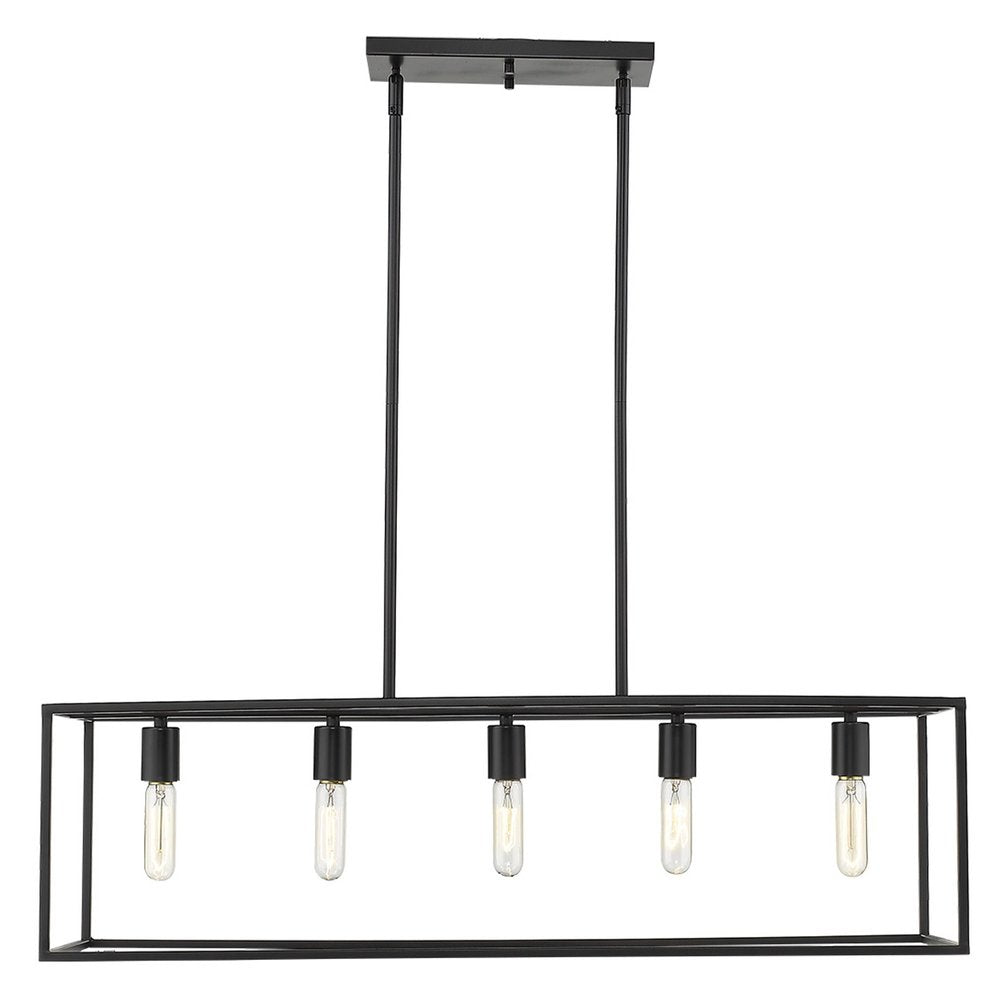 Black Metal Five Light Dimmable Ceiling Light on a white background