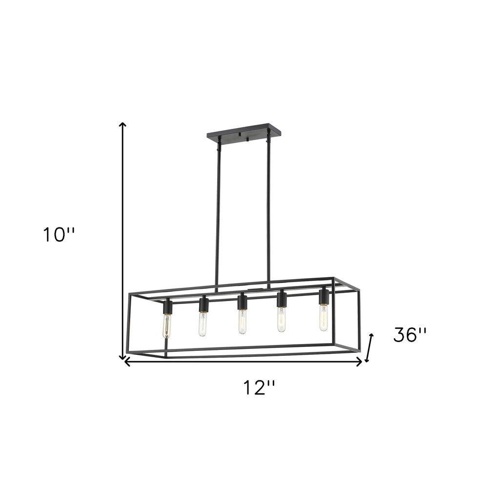 Black Metal Five Light Dimmable Ceiling Light on a white background