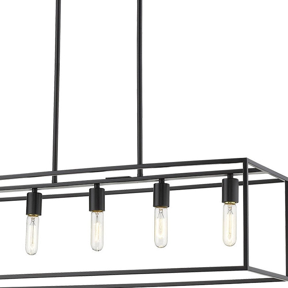 Black Metal Five Light Dimmable Ceiling Light on a white background