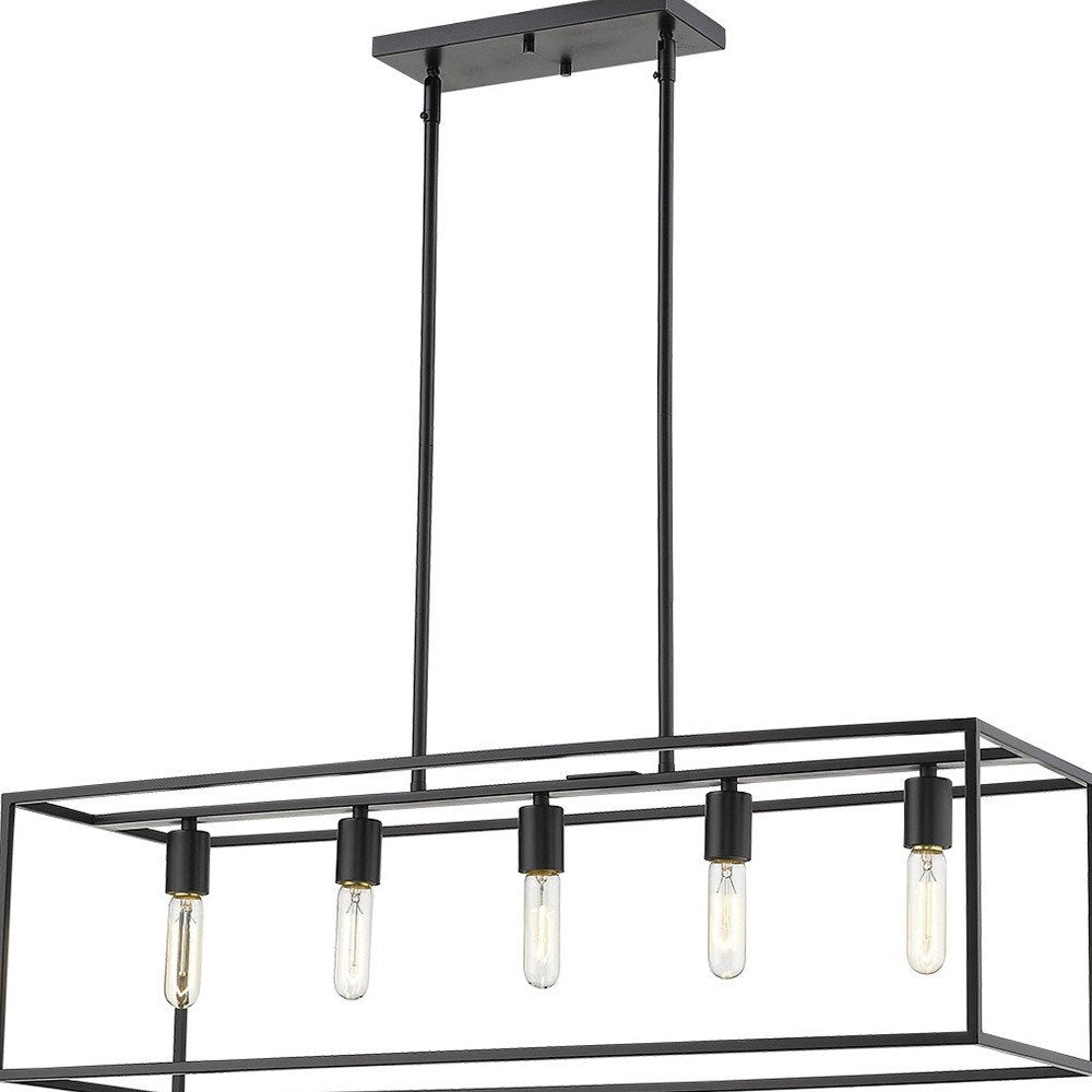 Black Metal Five Light Dimmable Ceiling Light on a white background