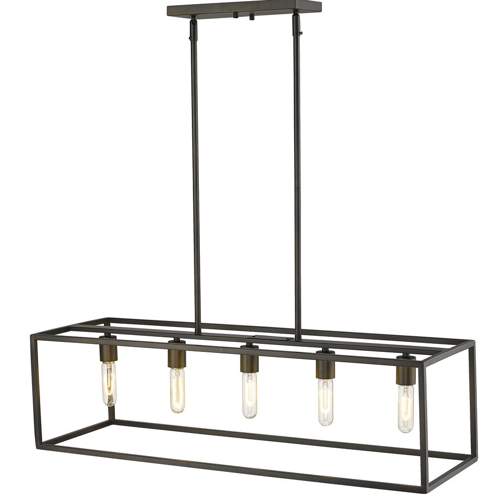 Black Metal Five Light Dimmable Ceiling Light on a white background