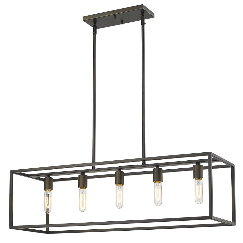Black Metal Five Light Dimmable Ceiling Light on a white background
