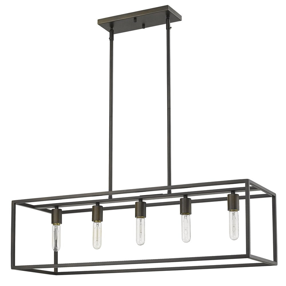 Black Metal Five Light Dimmable Ceiling Light on a white background