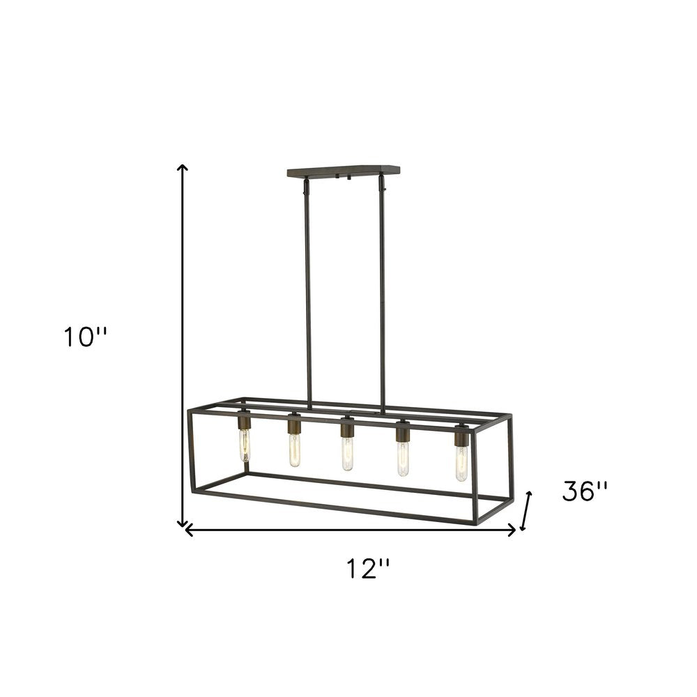 Black Metal Five Light Dimmable Ceiling Light on a white background