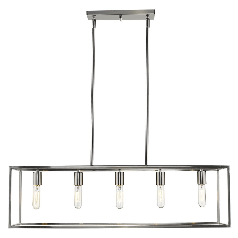 Silver Metal Five Light Dimmable Ceiling Light