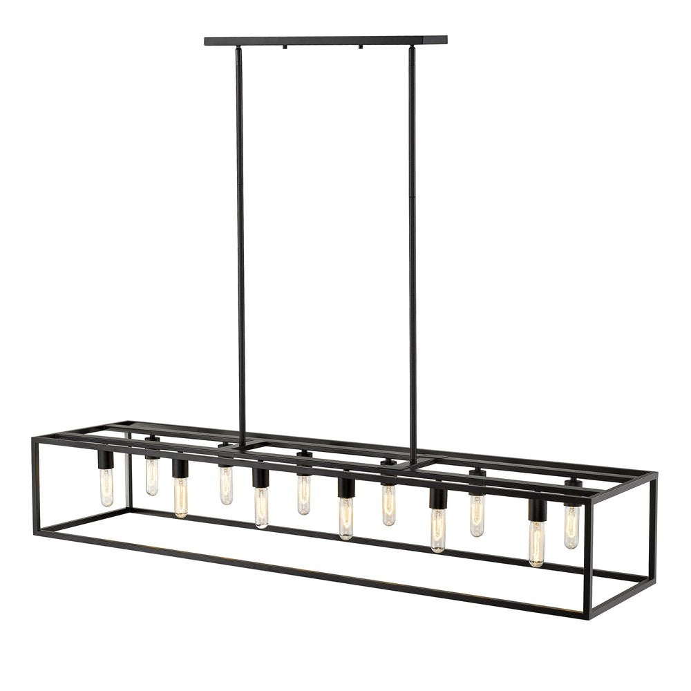 Black Metal Twelve Light Dimmable Ceiling Light on a white background