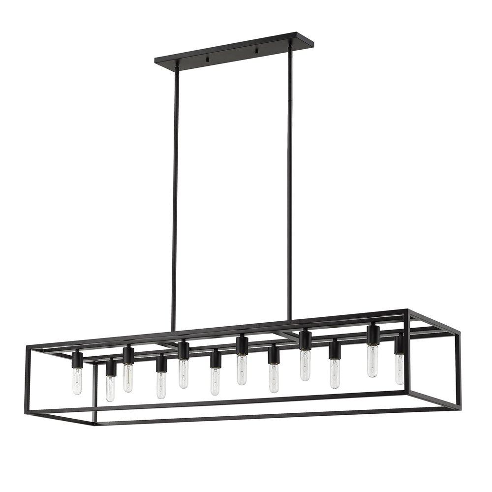 Black Metal Twelve Light Dimmable Ceiling Light on a white background