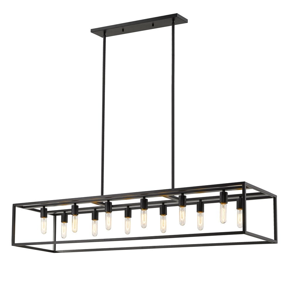 Black Metal Twelve Light Dimmable Ceiling Light on a white background