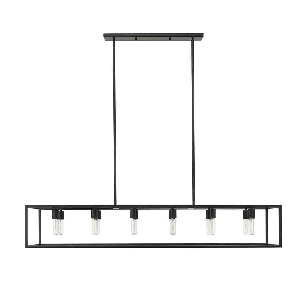 Black Metal Twelve Light Dimmable Ceiling Light on a white background