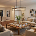 Black Metal Twelve Light Dimmable Ceiling Light in a home interior