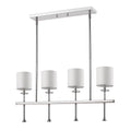 White Metal Four Light Dimmable Ceiling Light With White Shades on a white background