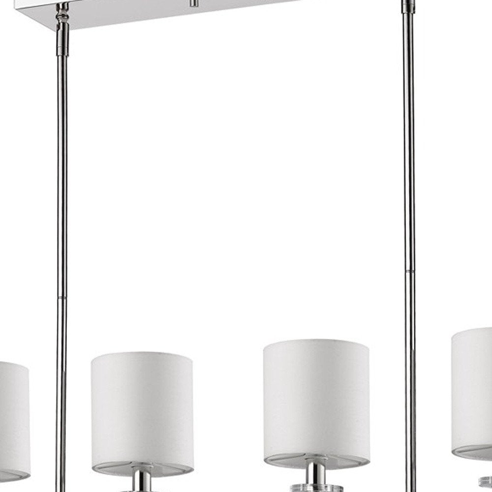 White Metal Four Light Dimmable Ceiling Light With White Shades