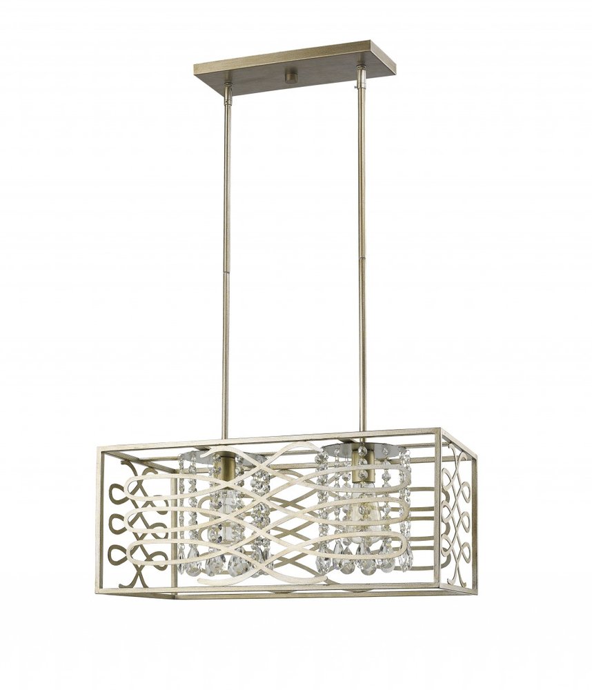 Brax 2-Light Washed Gold Island Pendant With Crystal Accents on a white background