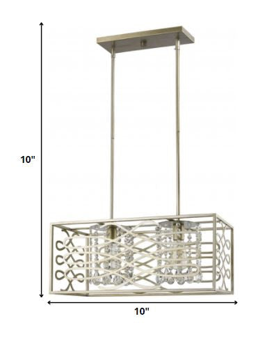 Brax 2-Light Washed Gold Island Pendant With Crystal Accents on a white background