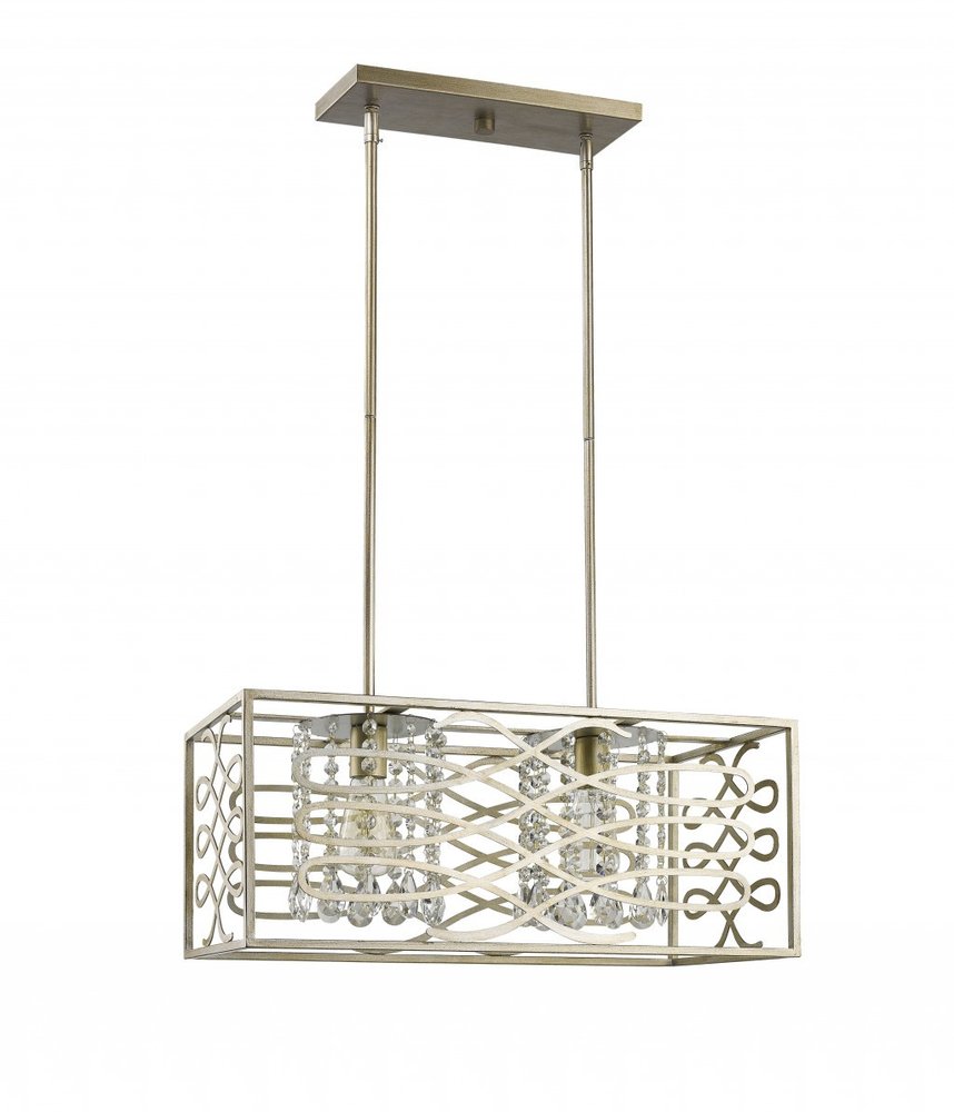 Brax 2-Light Washed Gold Island Pendant With Crystal Accents on a white background