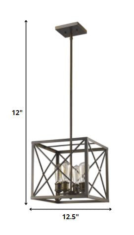 Brooklyn 4-Light Oil-Rubbed Bronze Pendant With Metal Framework Shade on a white background