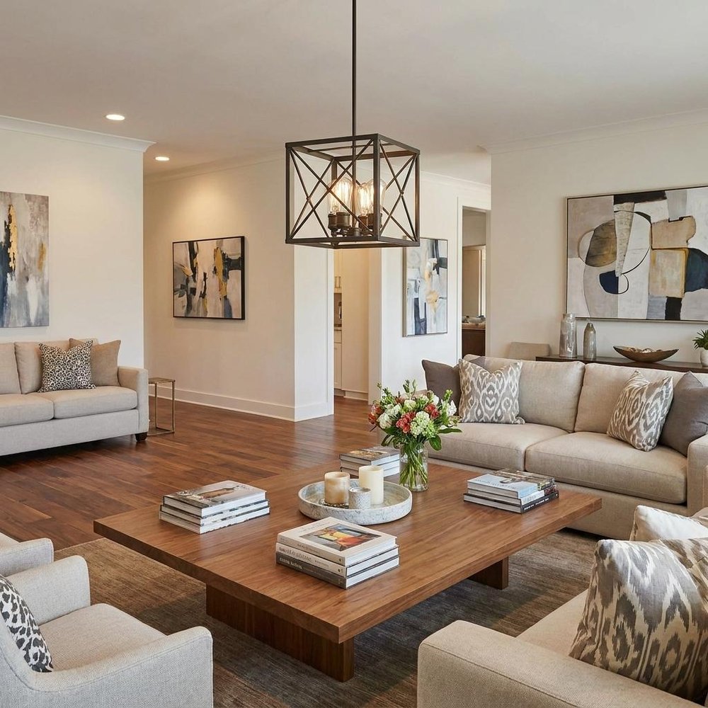 Brooklyn 4-Light Oil-Rubbed Bronze Pendant With Metal Framework Shade in a home interior