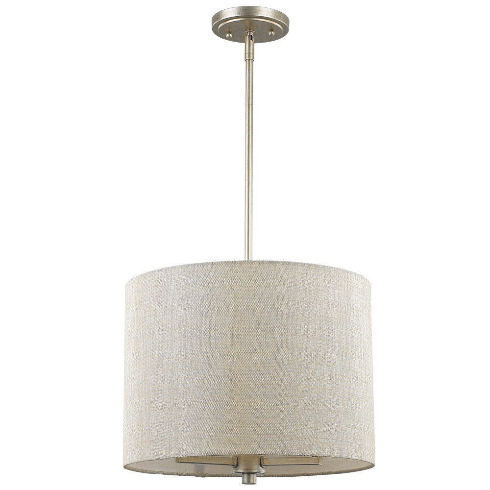 Gold And White Iron Three Light Dimmable Ceiling Light With Silver Shades