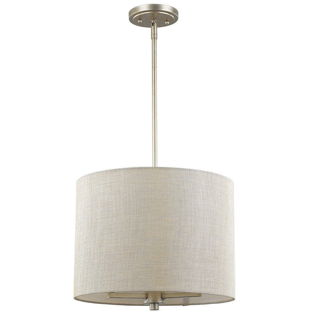 Gold And White Iron Three Light Dimmable Ceiling Light With Silver Shades