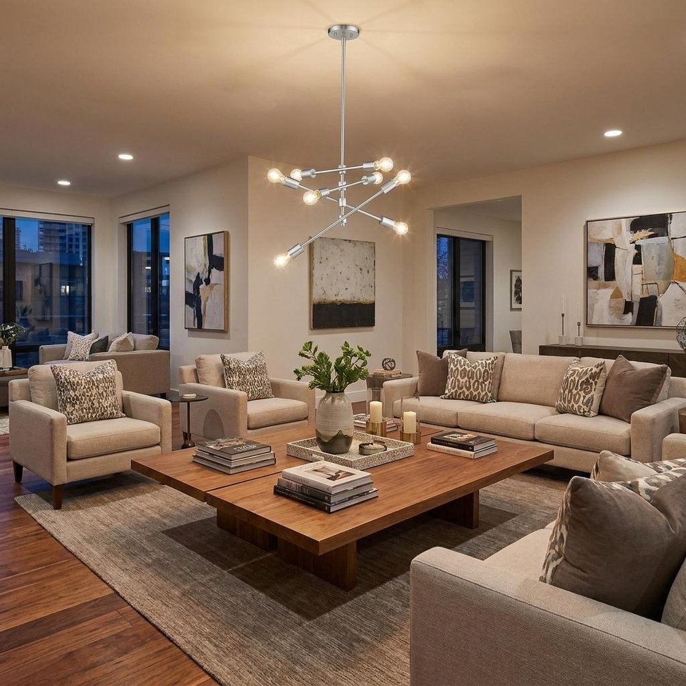 Calix 8-Light Satin Nickel Pendant