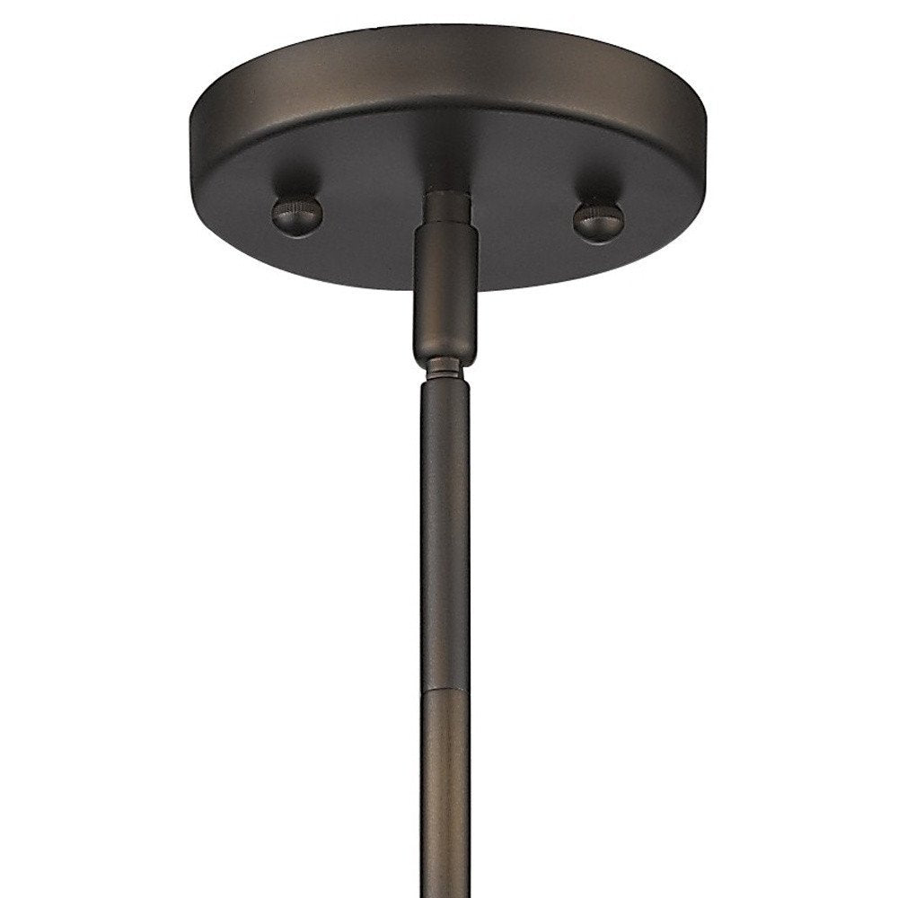 Bronze Hanging Light with Ribbed Pebbled Glass Shade on a white background