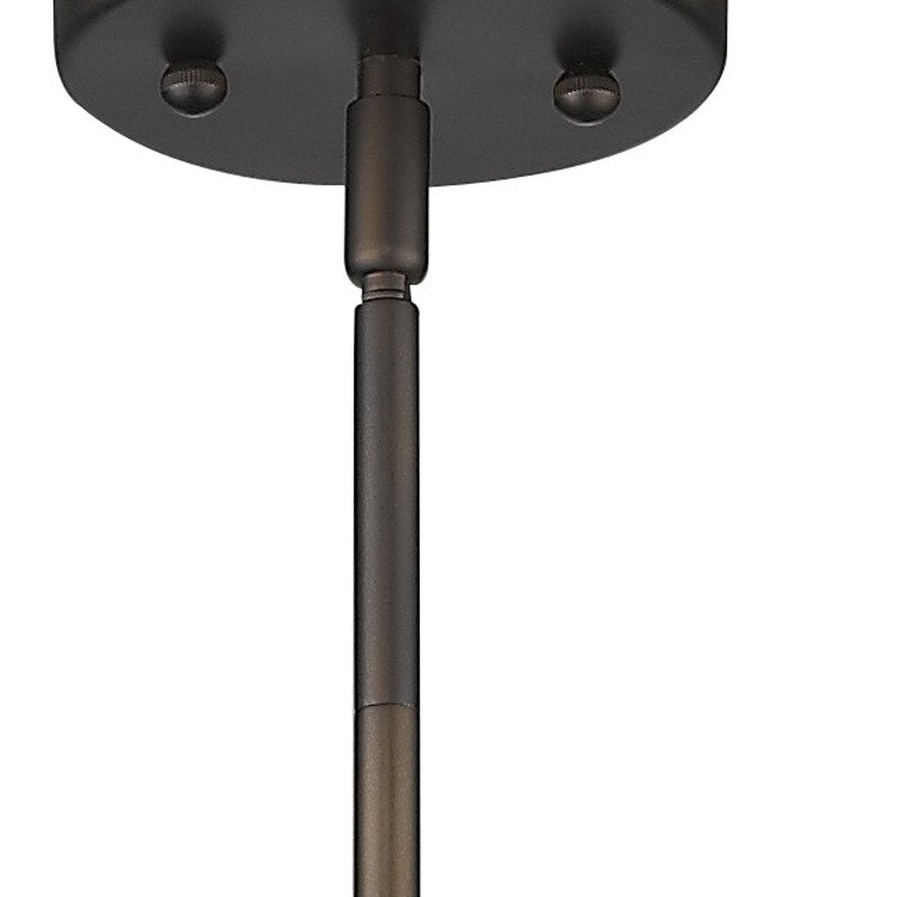 Bronze Hanging Light with Ribbed Pebbled Glass Shade on a white background