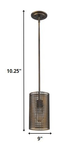 Bronze Metal Hanging Light with Mesh Shade on a white background