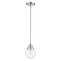 Silver Metal Hanging with Round Clear Glass Shade on a white background